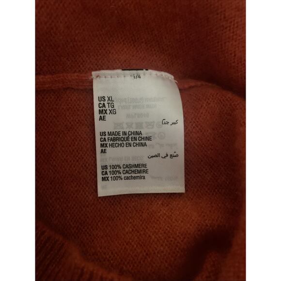 NWT Cashmere Club Room Sweater Men Orange Pottery Clay Pullover V Neck XL - Picture 4 of 5